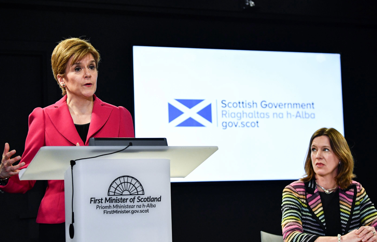 Dr Catherine Calderwood, right, appeared alongside Nicola Sturgeon at her daily Covid briefings in the early weeks of the pandemic (Jeff J Mitchell/PA) 