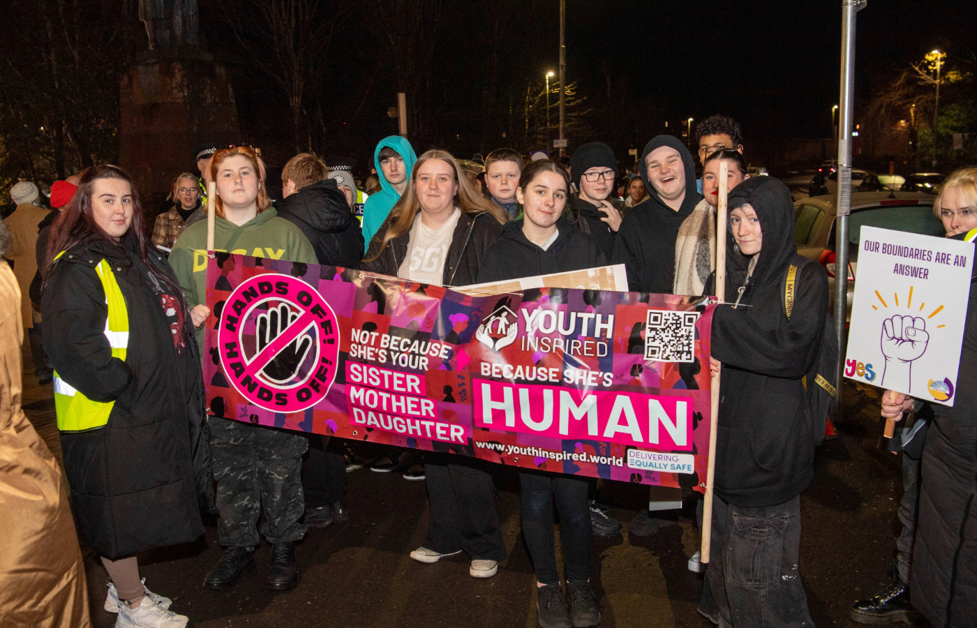 Hundreds of people took to the streets of Paisley calling for an end to violence against women and girls. 