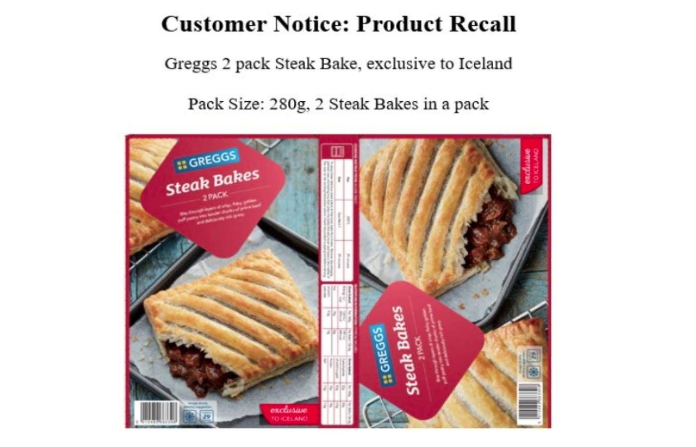 FSA recall mislabelled steak bakes