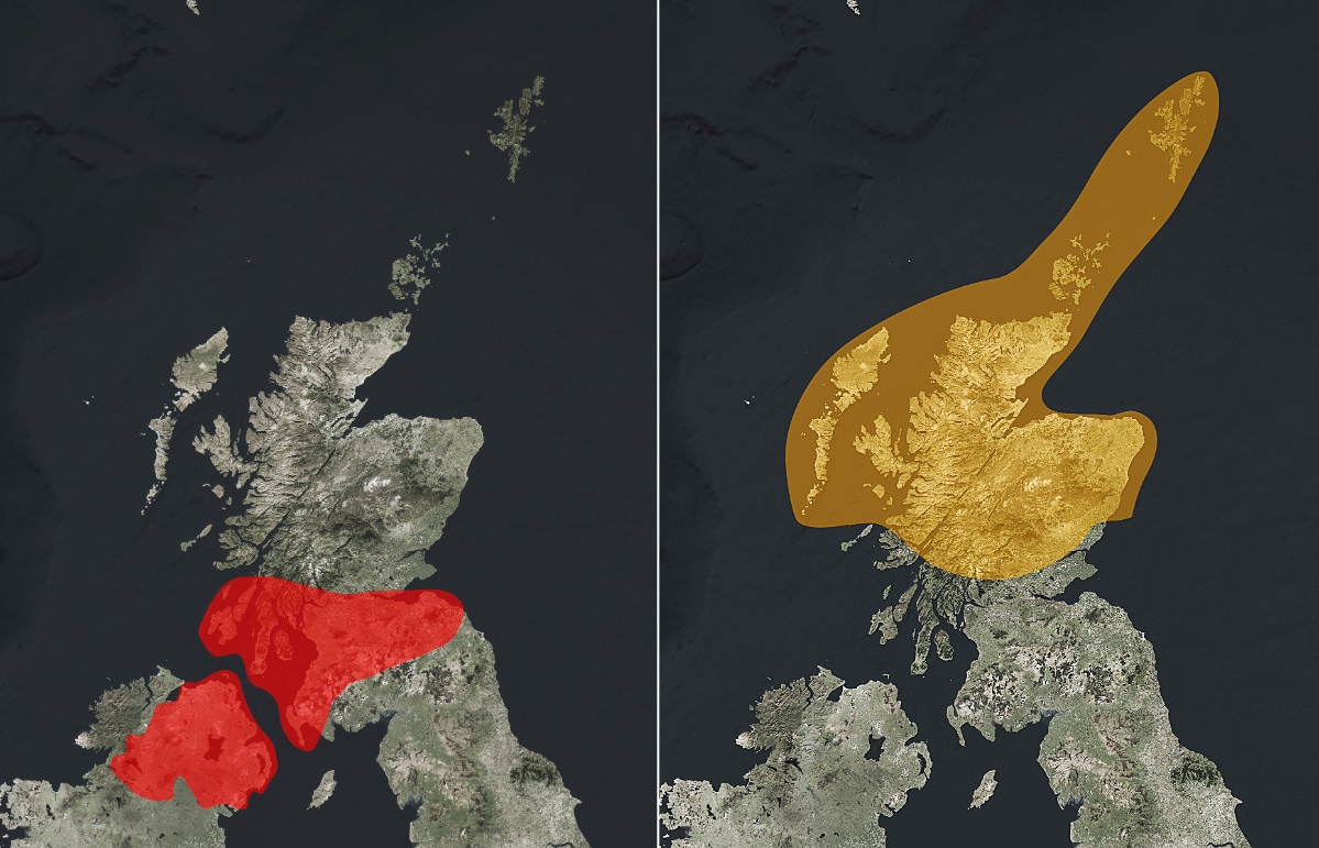 The Met Office red warning for wind comes into force at 10am and runs until 5pm. A second amber warning for wind starts at 1pm and runs until 6am on Saturday.