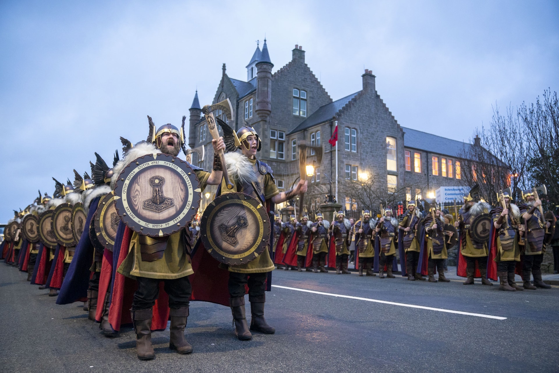 More than 1,000 torches are lit on the last Tuesday in January as two processions, one in the morning and a second in the evening, take place (Jane Barlow/PA) 