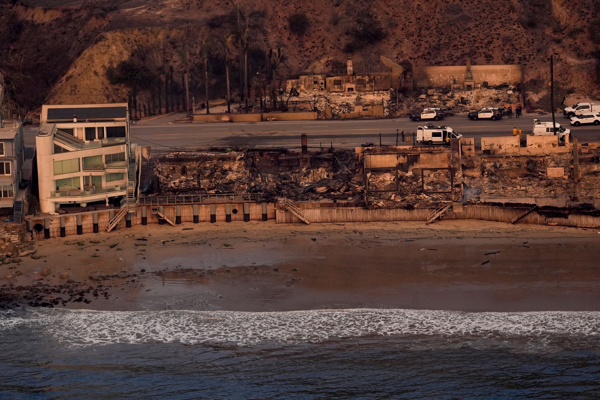 Beach front properties are left destroyed by the Palisades fire (Mark J Terrill/AP). 