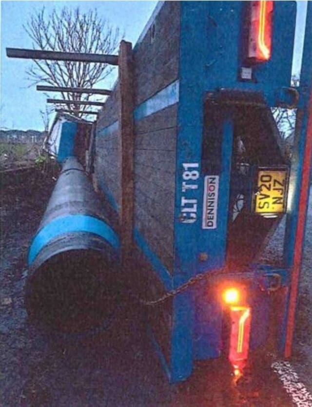 Colin Lawson Transport Limited lorry following accident on 18 December 2020