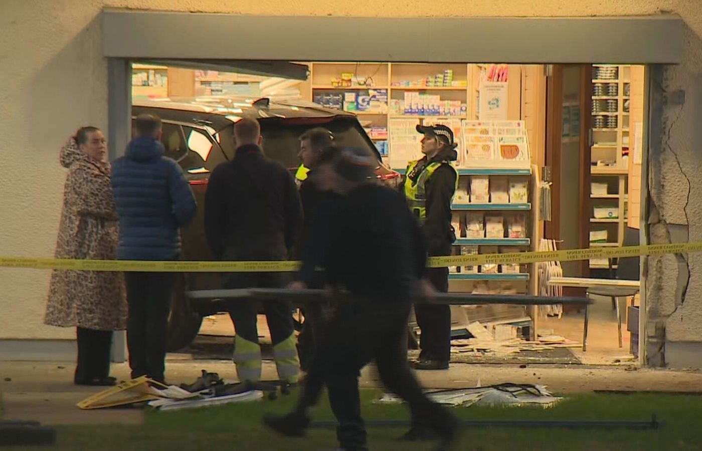 Images from the scene showed the car had crashed into the front of the shop and entered in.