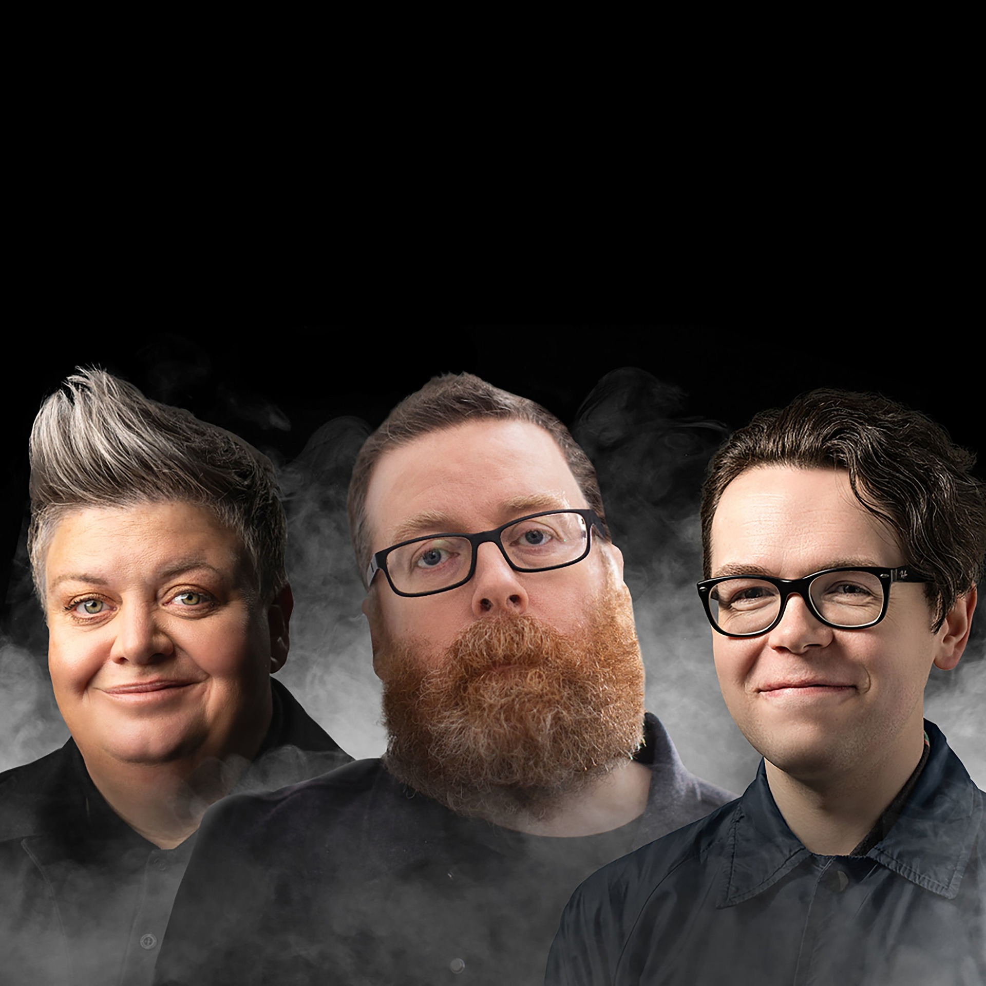 Frankie Boyle, centre, Susie McCabe and Christopher MacArthur-Boyd star in Here Comes The Guillotine.