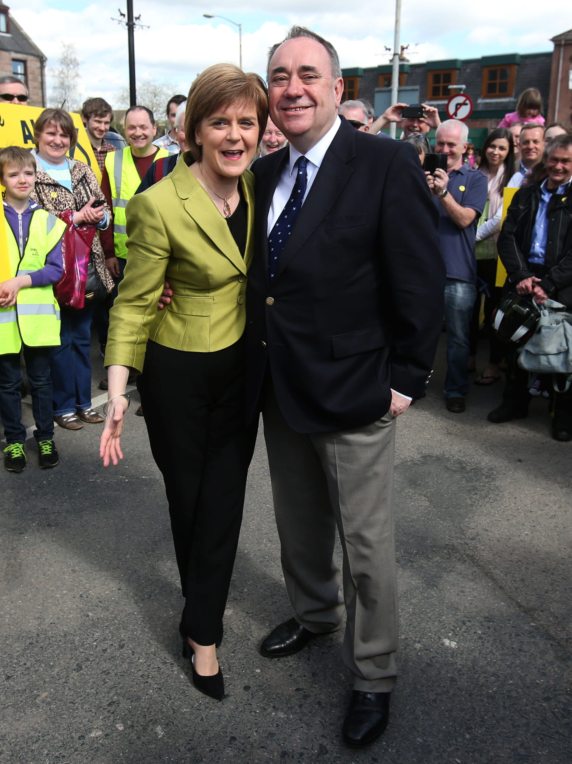 First Minister Nicola Sturgeon with Alex Salmond while on the General Election campaign trail in Inverurie in the Gordon constituency.