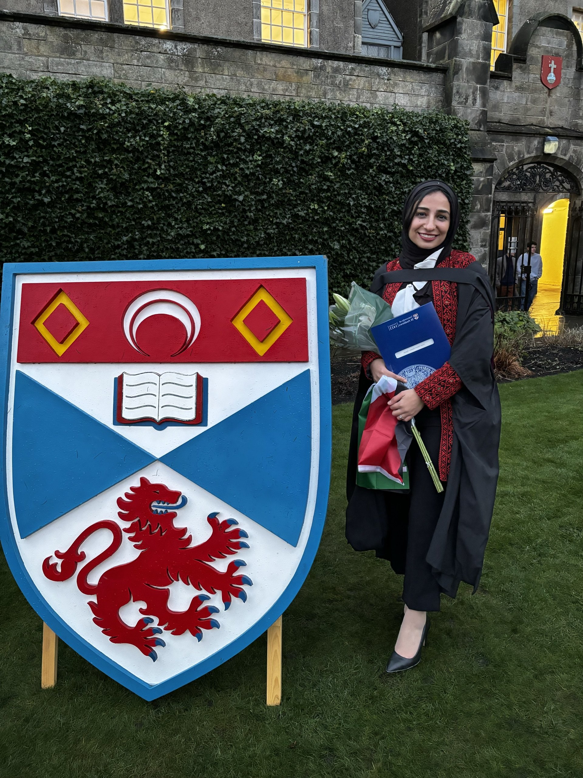 Isra'a Al-Jaish works at St Andrews University after graduating with a degree in International Education