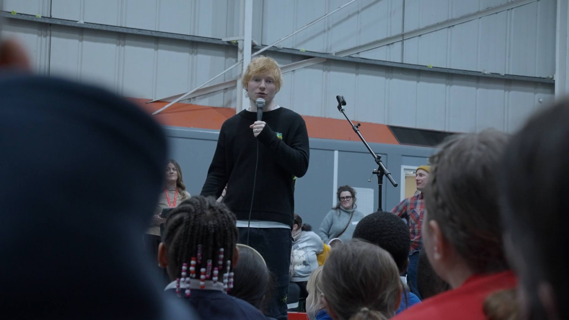 Sheeran wowed the youngsters on Friday during a visit to the local music initiative Tinderbox Collective.