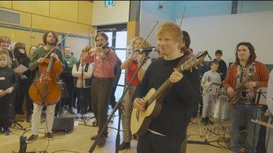 Pop megastar Ed Sheeran surprises Edinburgh pupils with visit