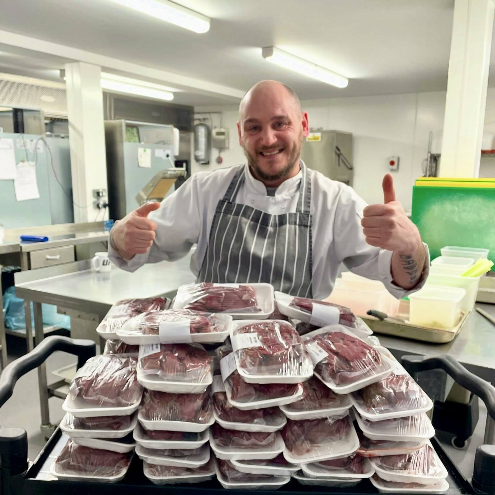 Venison donated to chef Mark Balfour at Giraffe social enterprise in Perth.