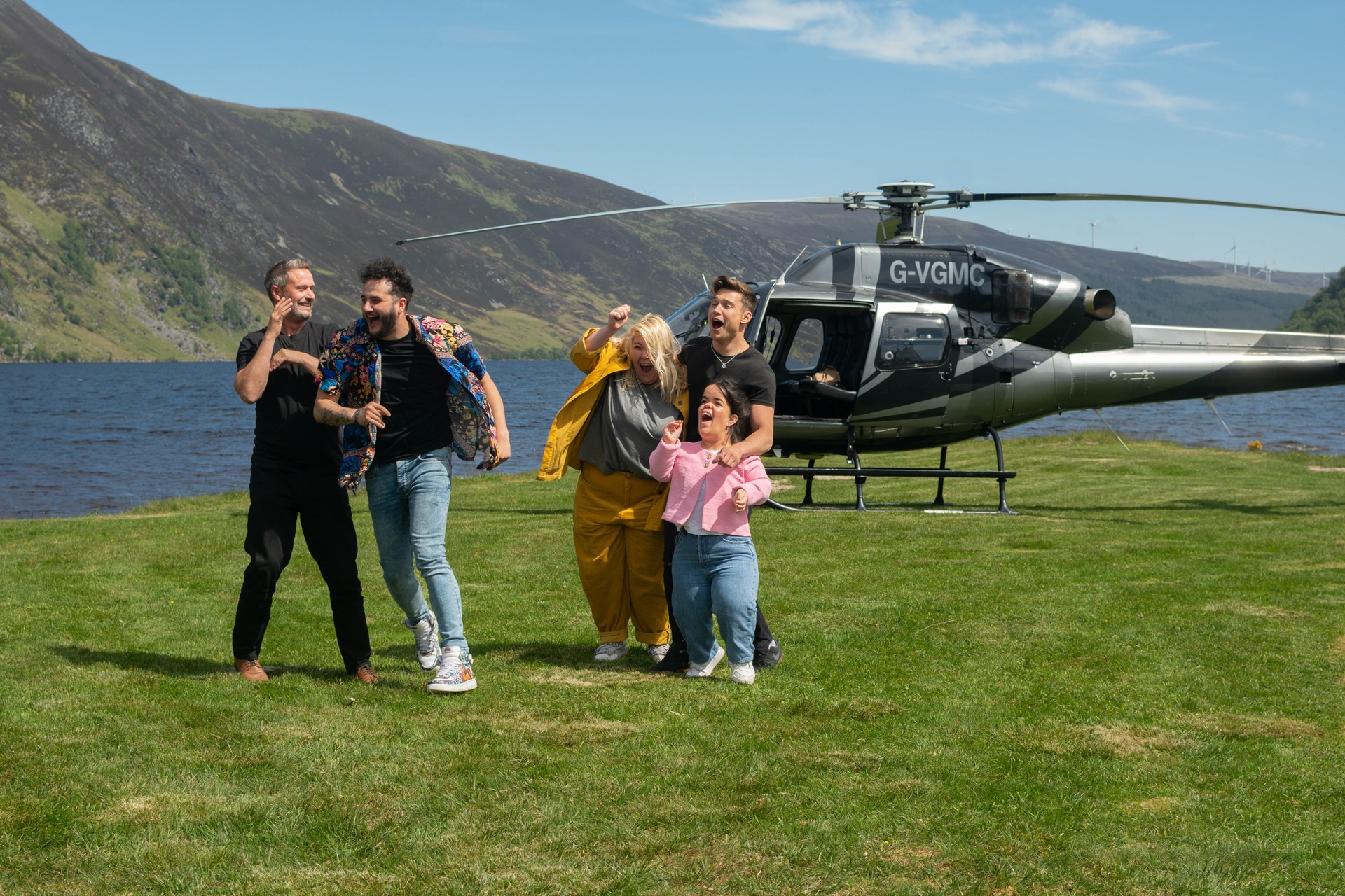 The final five contestants in the first series of The Traitors, which is filmed in the Scottish Highlands (BBC/Studio Lambert Associates/Llara Plaza/PA) 