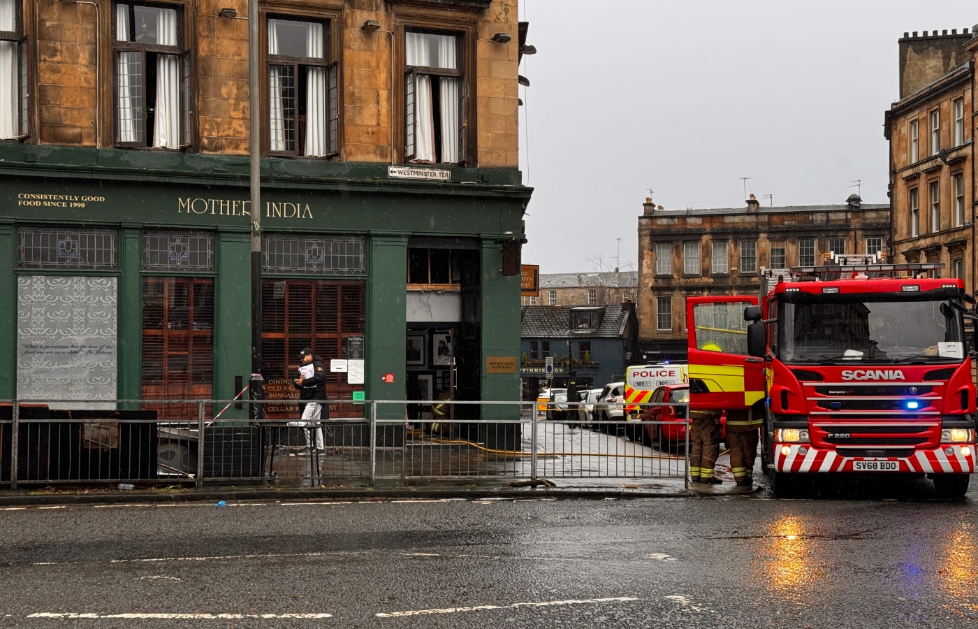 The Mother India restaurant posted on Facebook confirming the fire at its premises on Sunday.