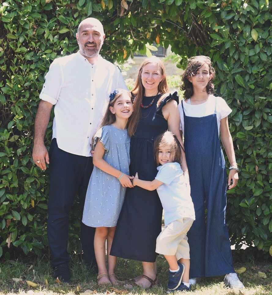 Sarah and Matteo with their three children Alba, Mirren and Arthur