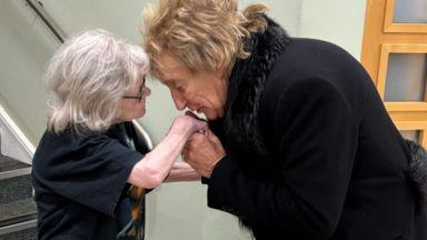 Rod Stewart shares song and dance with lifelong fan and NHS patient at Celtic game