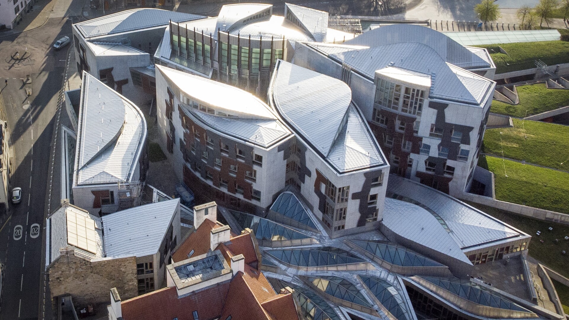 The Scottish Parliament building at Holyrood in Edinburgh, which provides accommodation for 129 members, their researchers and parliamentary staff.