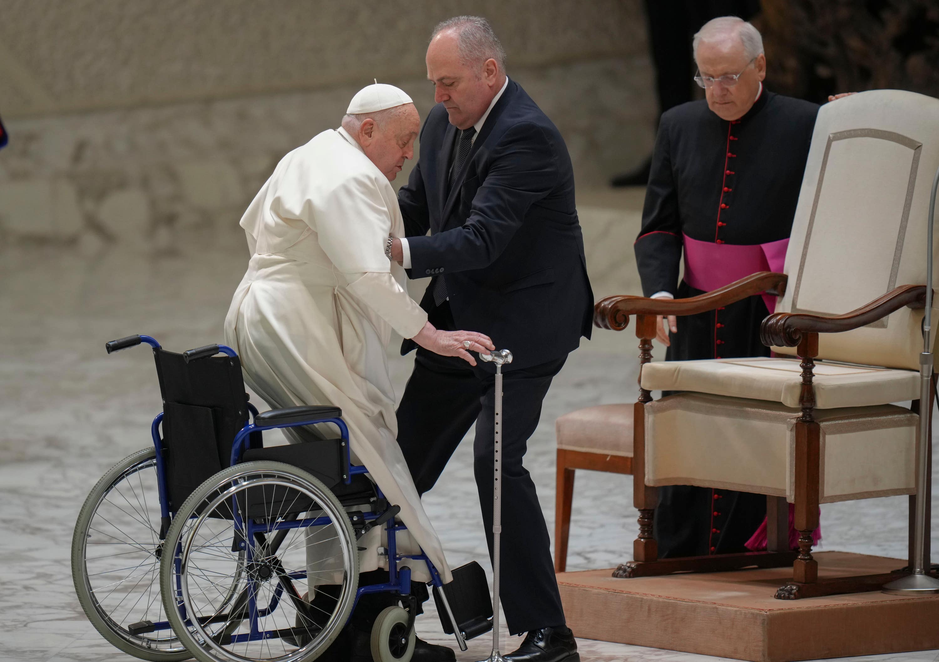 Pope Francis uses a wheelchair, walker or cane (Alessandra Tarantino/AP) 