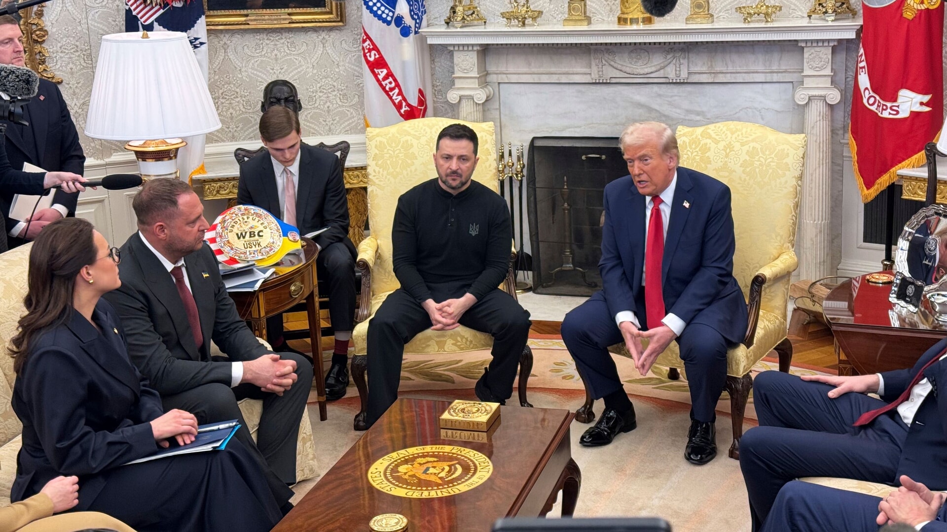 President Donald Trump met Ukraine President Volodymyr Zelensky in the Oval Office.