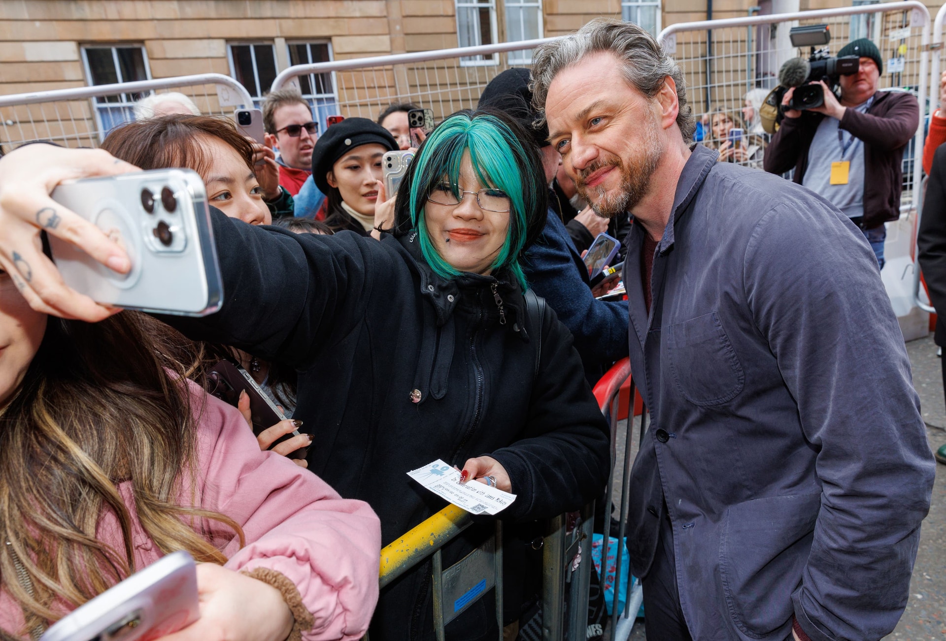 James McAvoy spoke to fans as he arrived at the GFT (Robert Perry/PA)Jam.