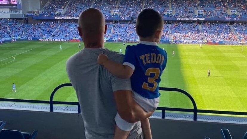 Christopher and Teddy at Ibrox.