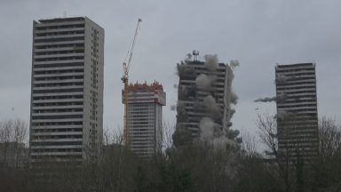 Wyndford tower blocks brought down by controlled explosion 