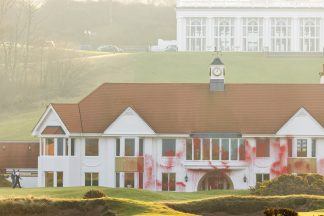 Man arrested after Trump Turnberry courses dug up and clubhouse vandalised with red paint