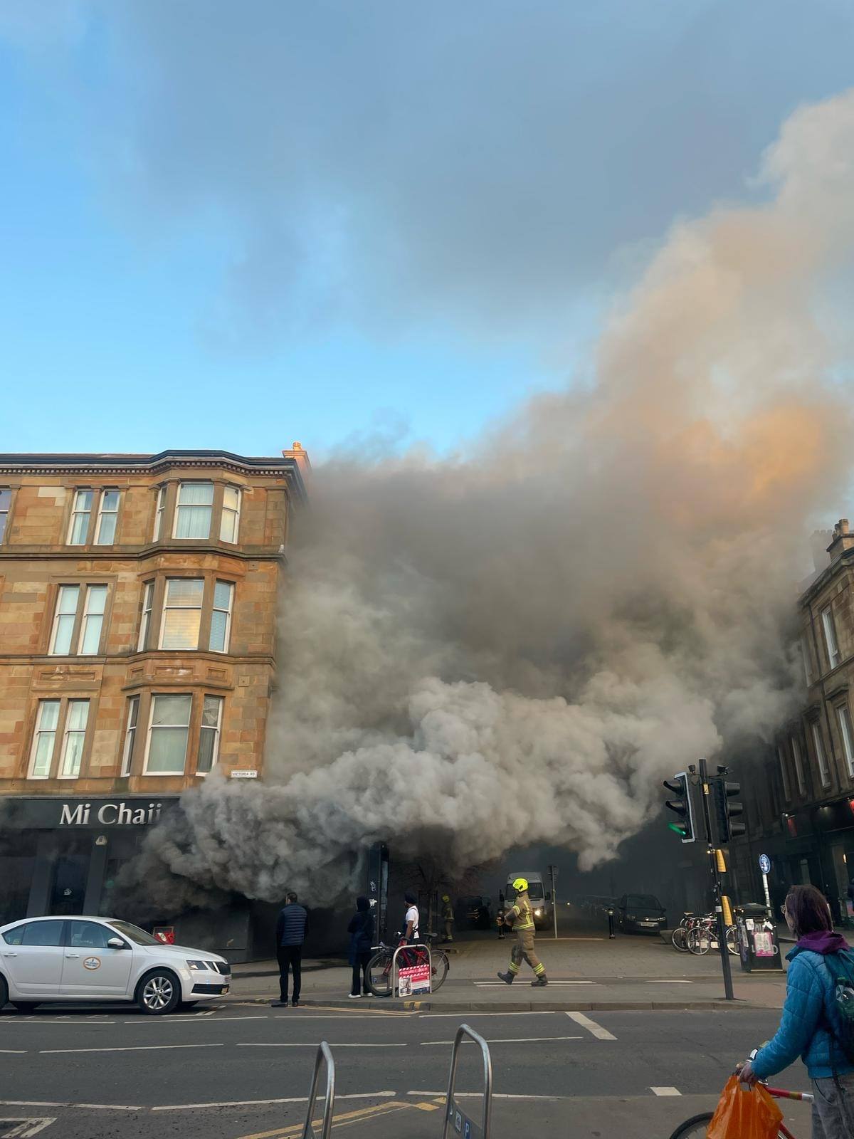 Emergency services at a building on Victoria Road.