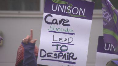 ‘We’re at breaking point’, say care staff out on strike
