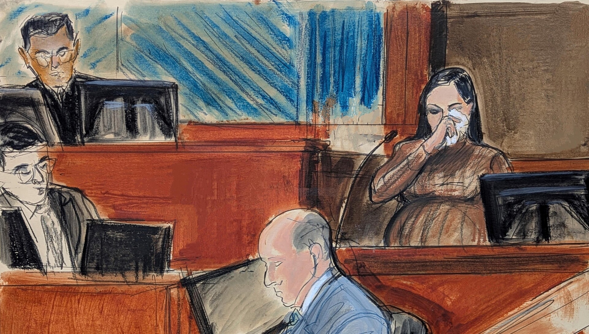 Cassie Ventura wipes tears from her eye while giving evidence in a New York court