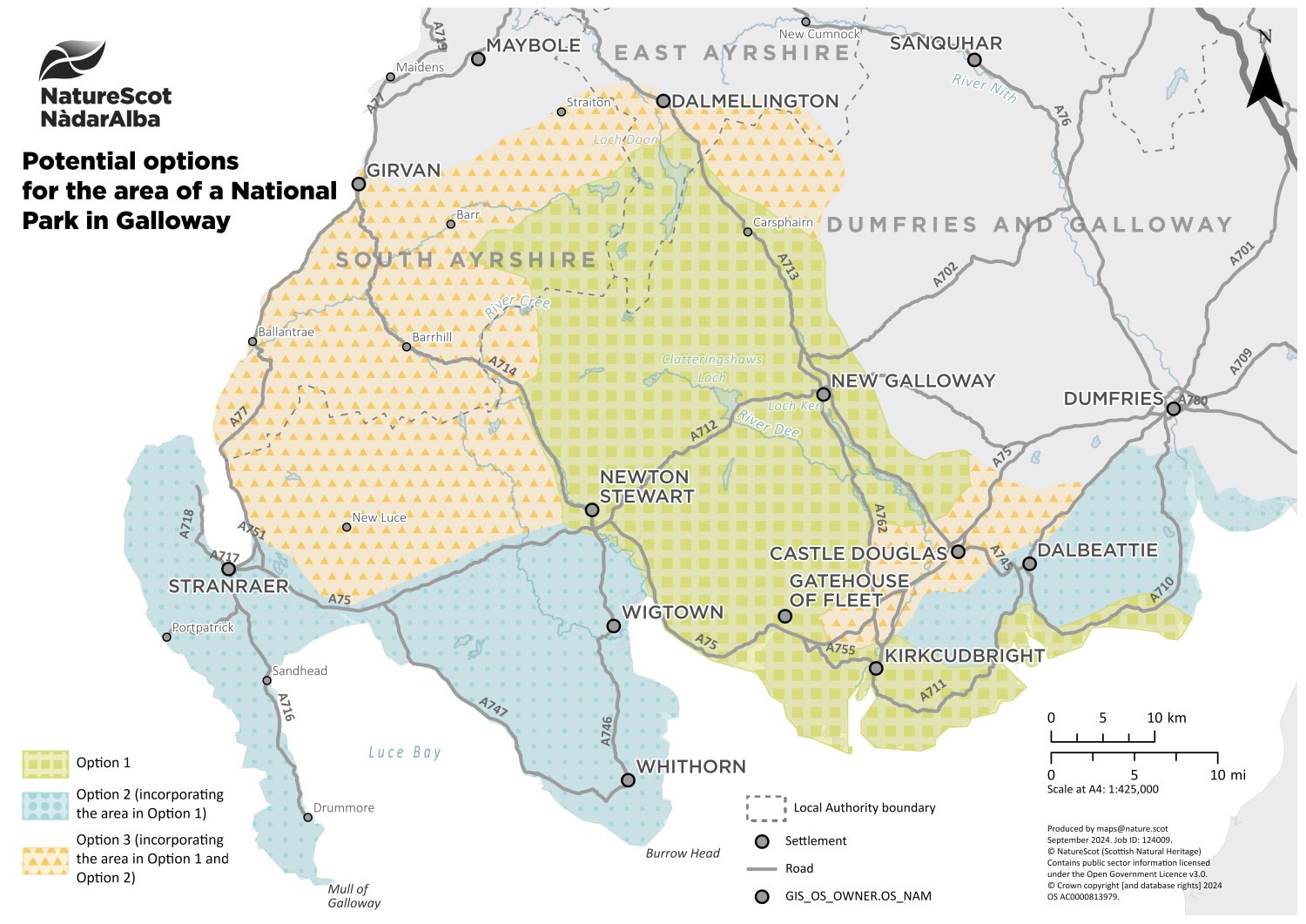 Map of Dumfries and Galloway national park proposals.