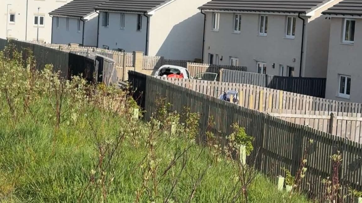 Following a pursuit, the car came off the road at MacQuarrie Crescent in Dunfermline.