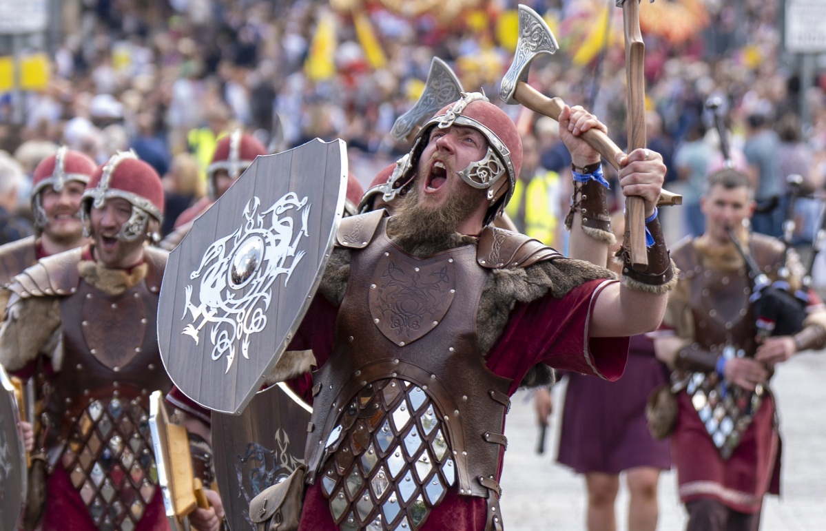 Viking ‘jarl squads’ from Shetland took part (Jane Barlow/PA)