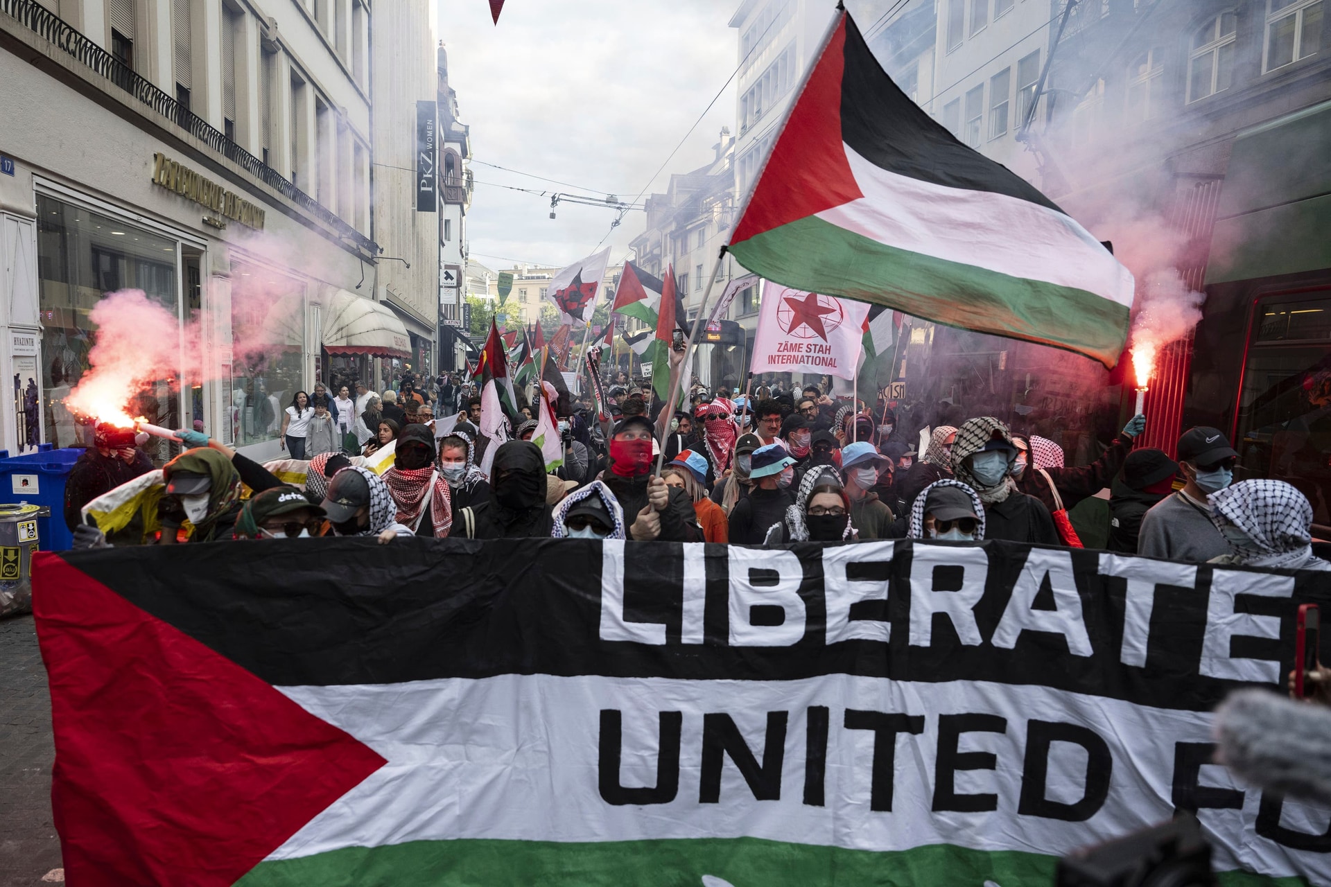 Pro-Palestinian demonstrators.