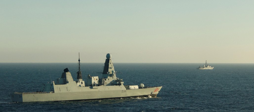 HMS Dragon tracks Russian intelligence gathering ship Yuri Ivanov.