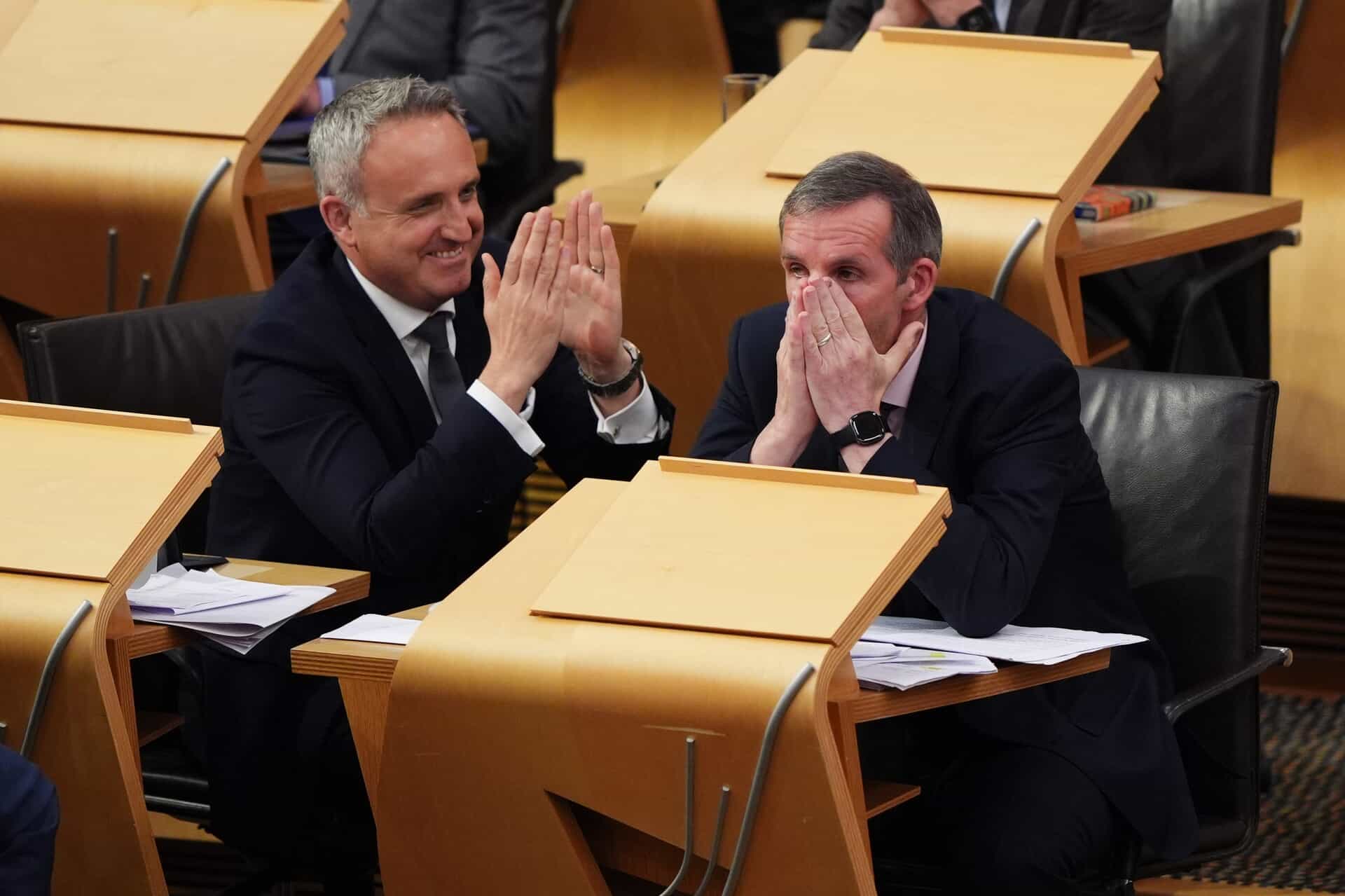 Liberal Democrat MSP Liam McArthur reacts after MSPs approved the general principles of legislation which could introduce assisted dying for terminally ill Scots (Andrew Milligan/PA).