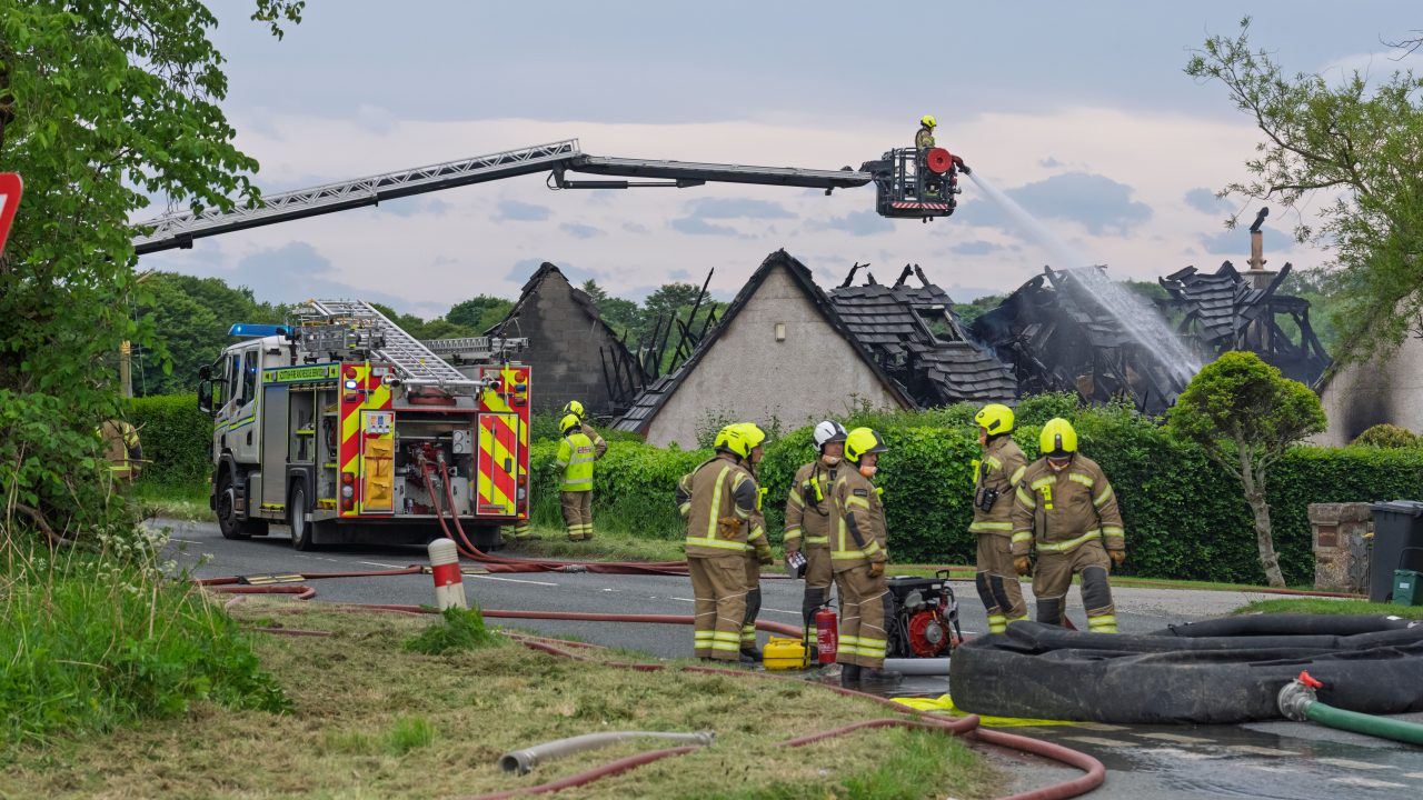 One person taken to hospital after fire takes hold of Aberdeenshire home