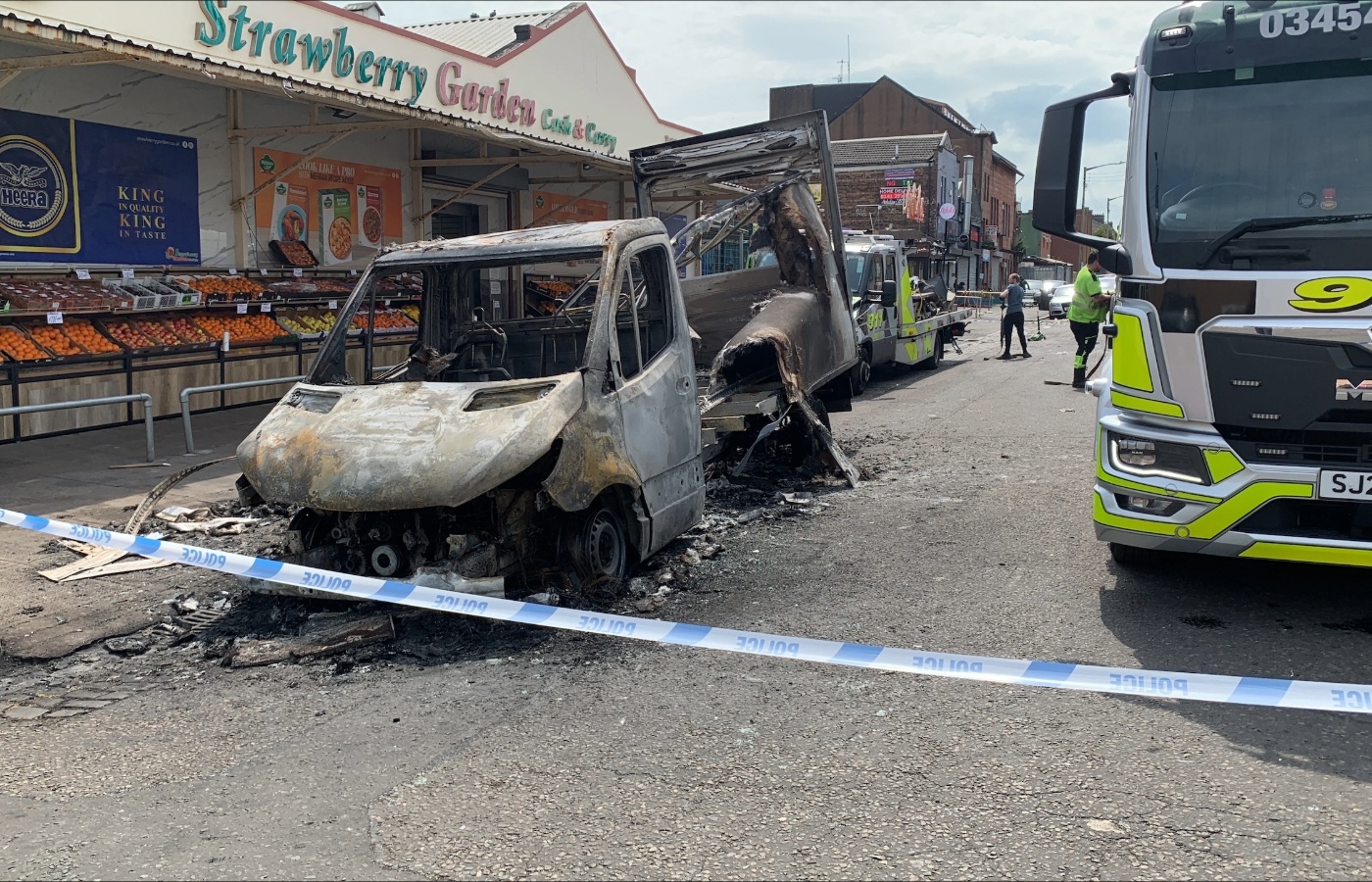 Police received a report of three vehicles on fire in the Forth Street area of Glasgow.