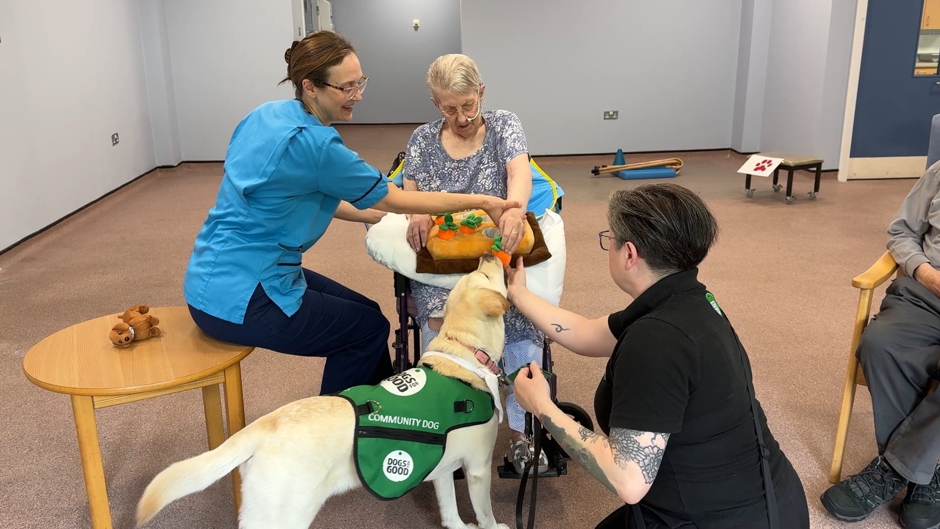 Marjorie is getting support from Dogs For Good through cognitive games.