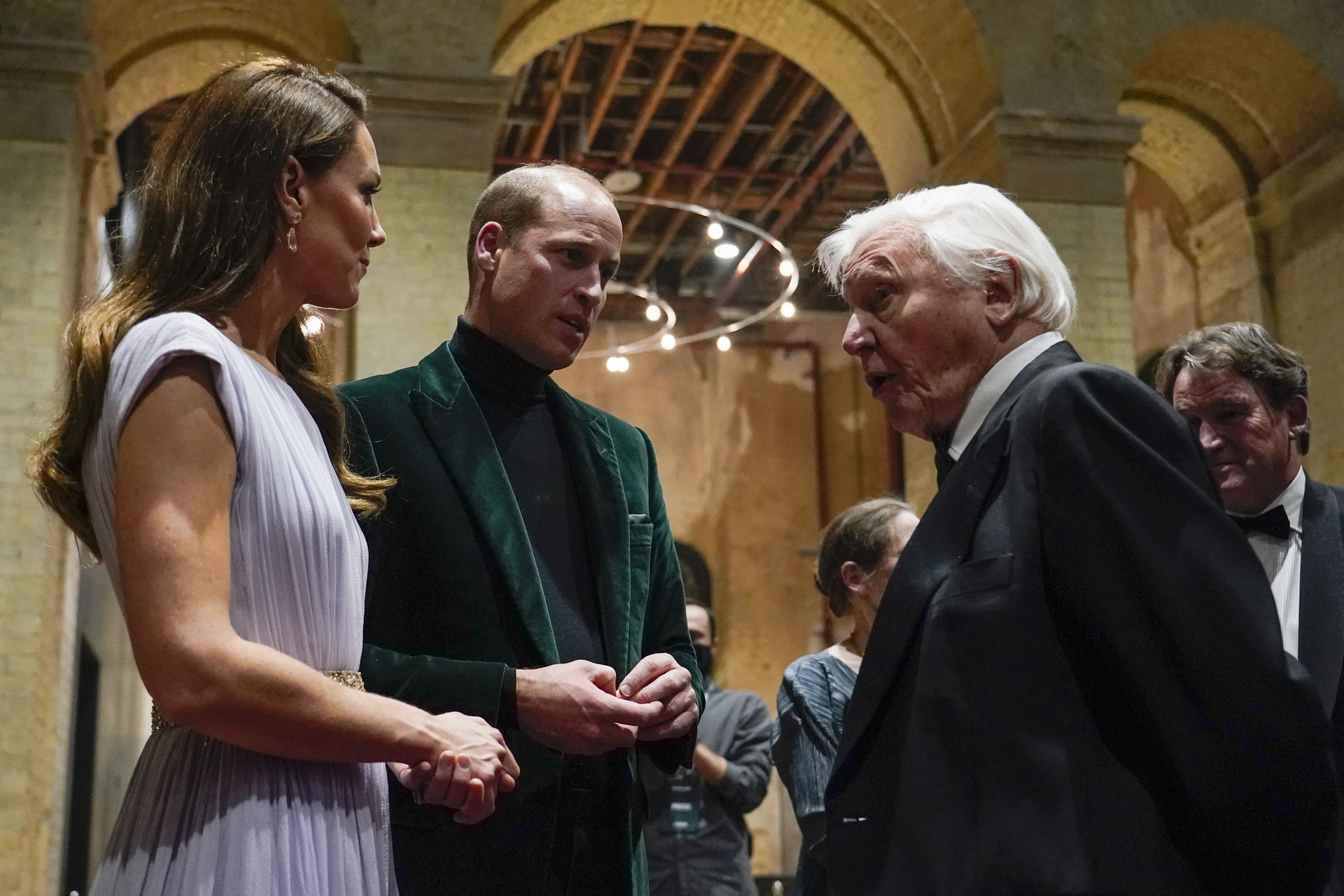 The then Duke and Duchess of Cambridge speaking to Sir David Attenborough during the first Earthshot Prize awards ceremony at Alexandra Palace in London in 2021 (Alberto Pezzali/PA).