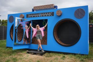 Giant boombox toilet co-designed by Sir Rod Stewart unveiled at Glastonbury