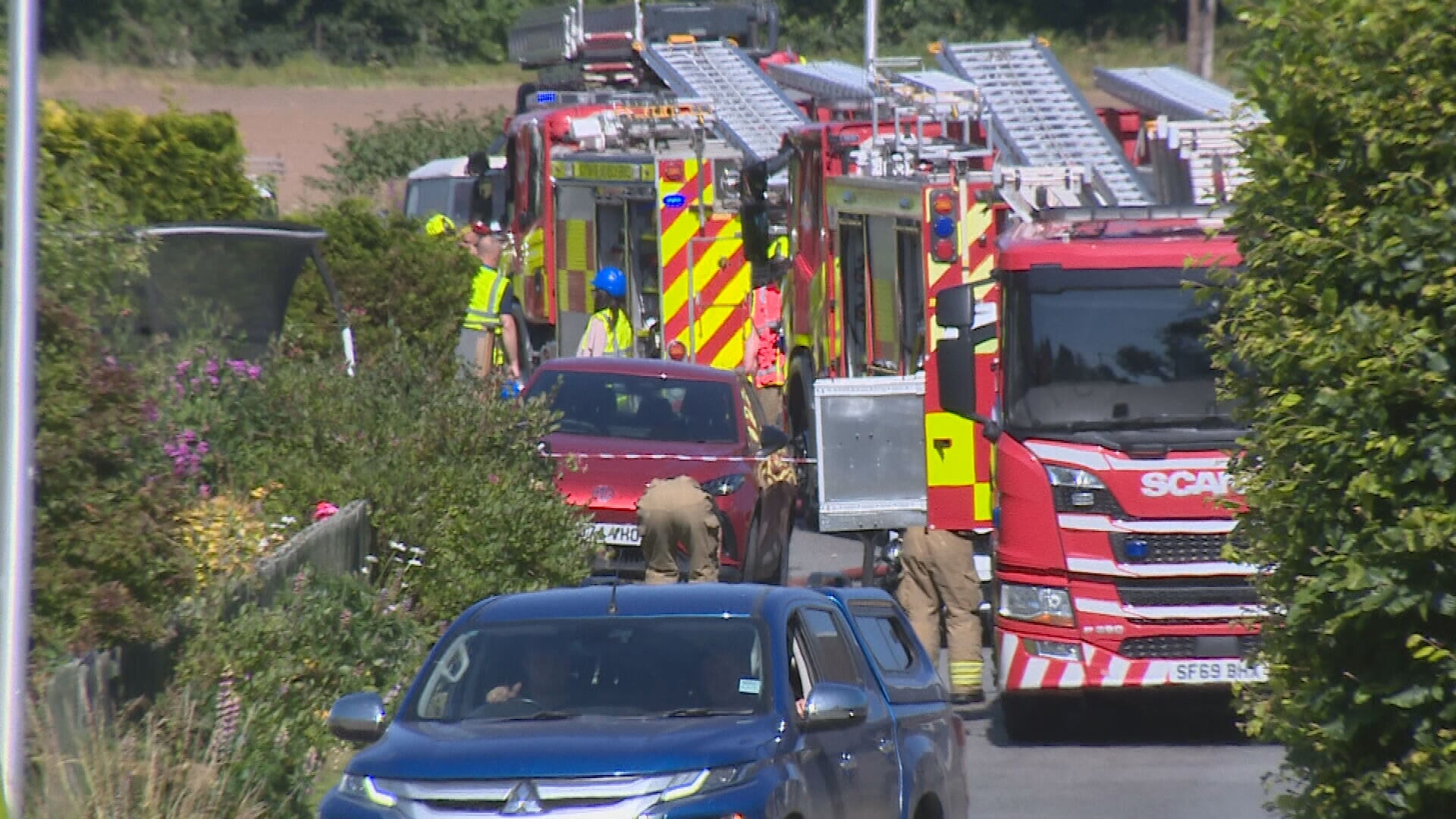 Five fire engines were sent to the scene