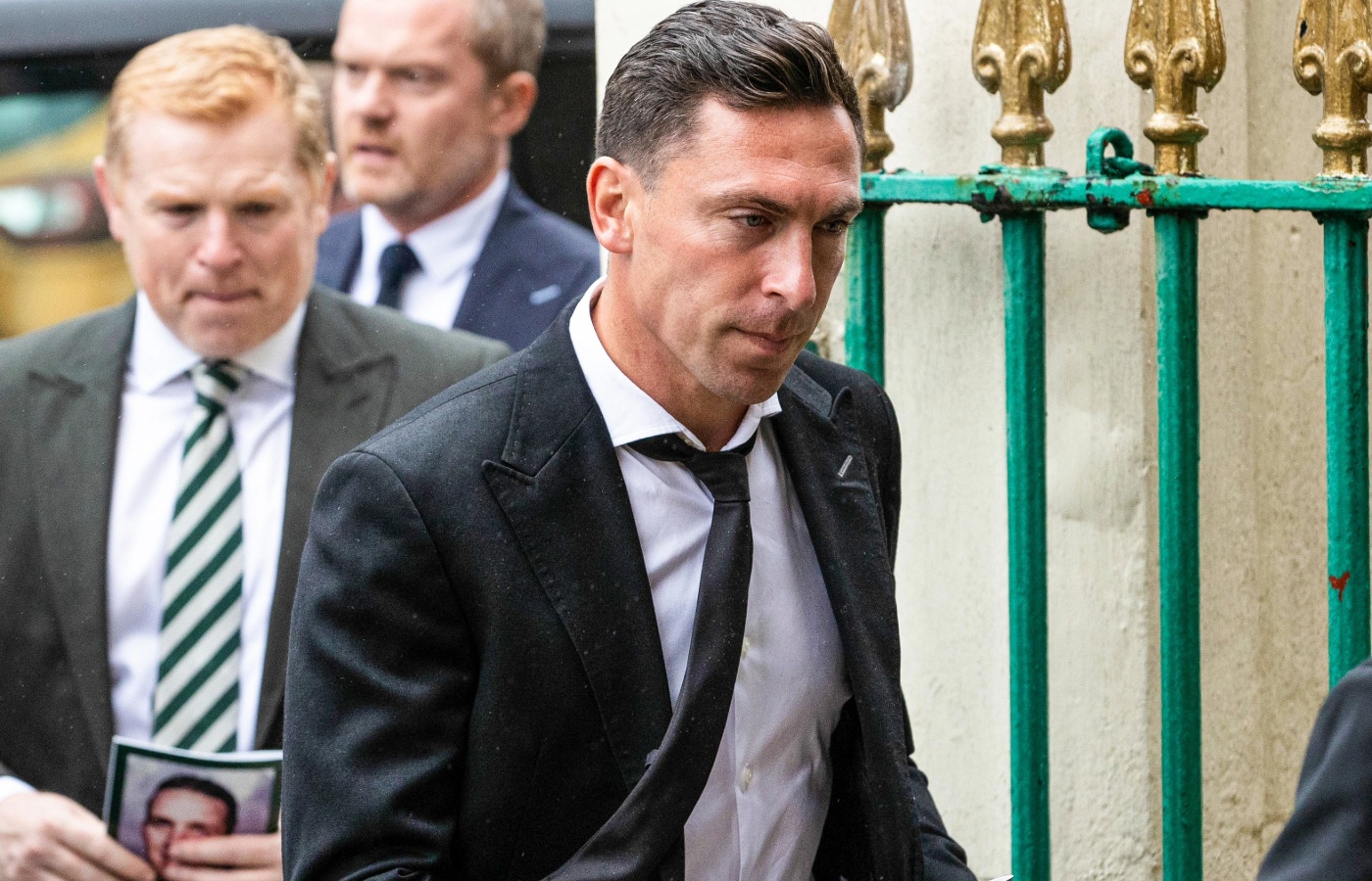 Scott Brown and Neil Lennon arrive