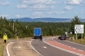 Two children, four and eight, airlifted to hospital after crash between car and HGV on the A9