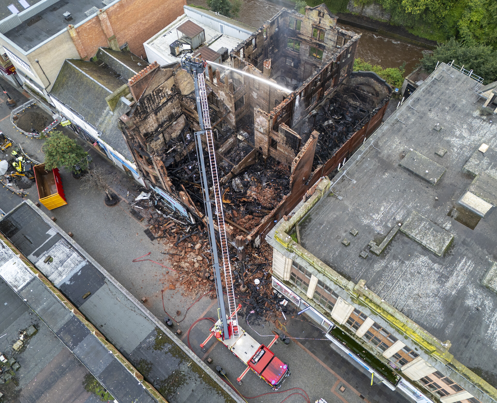 Six fire engines and two specialist units battled the blaze at its height.