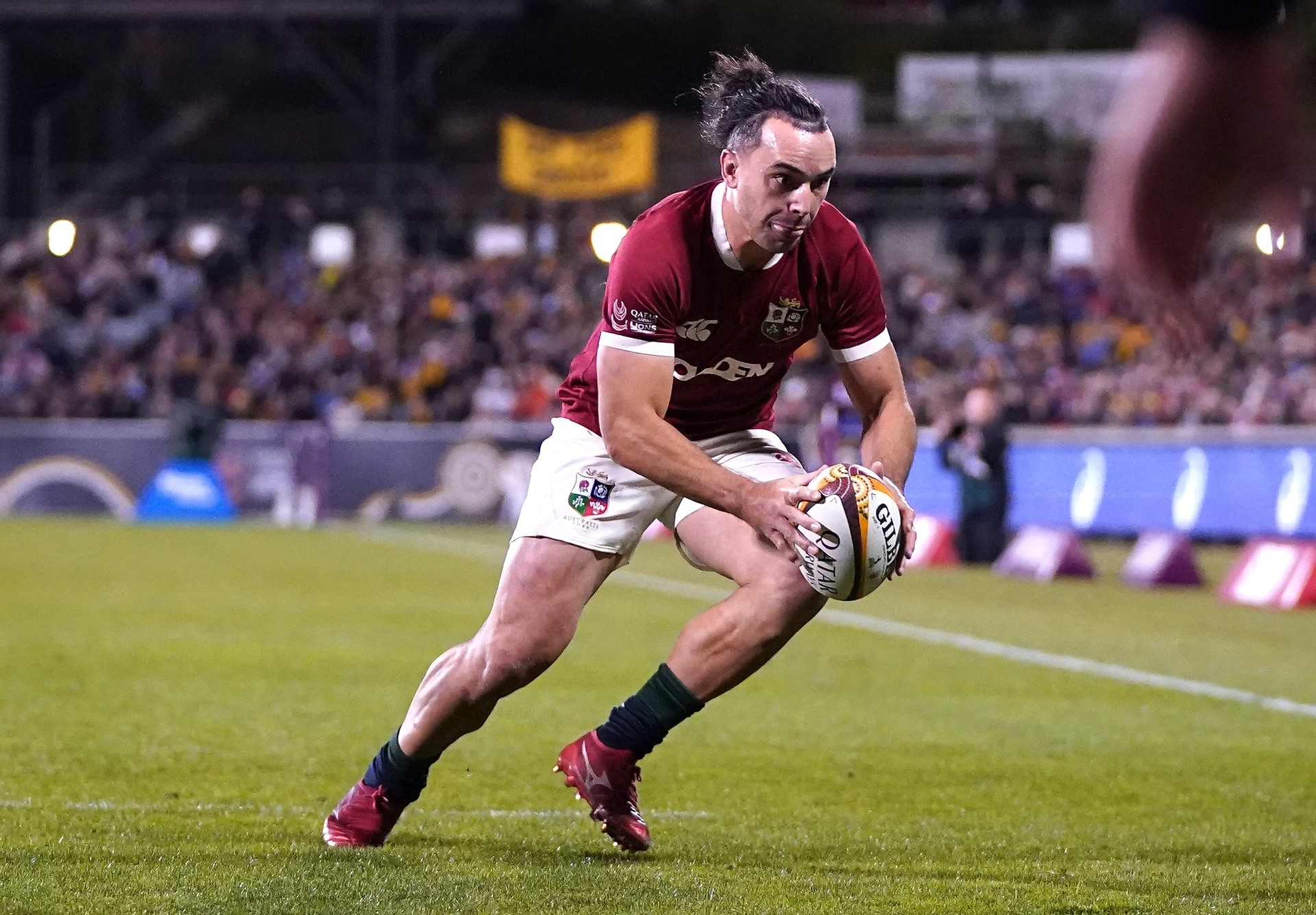 James Lowe touches down for the Lions’ second try. 