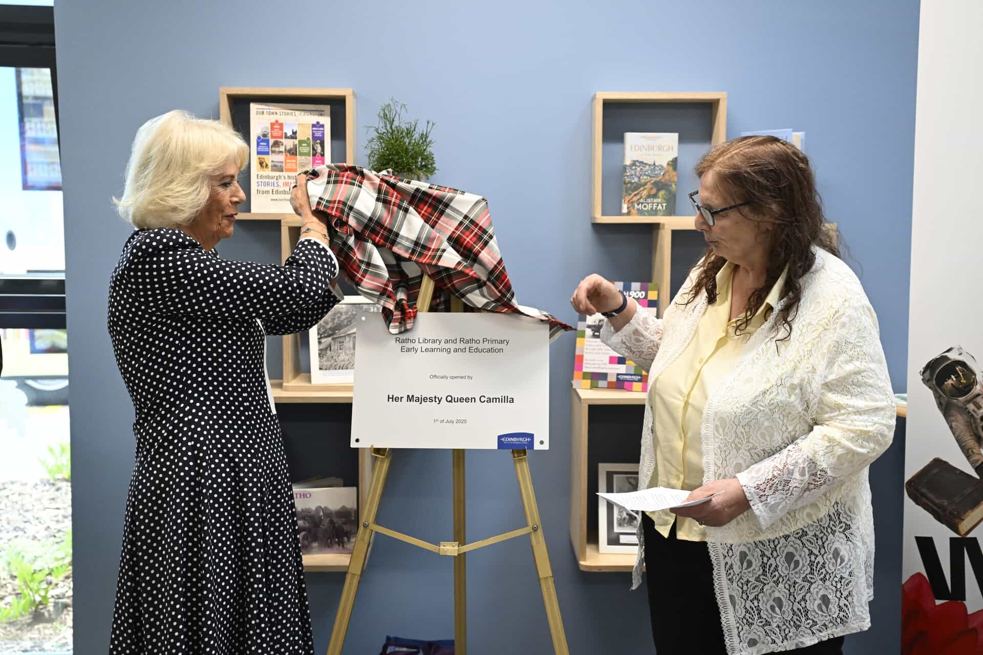 Camilla’s visit also marked the launch of a five-year initiative by the Edinburgh International Book Festival in partnership with Edinburgh City Libraries (Lesley Martin/PA)
