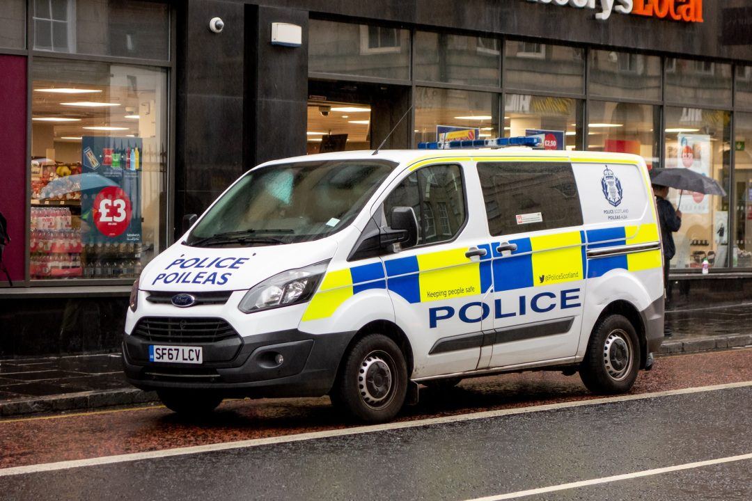 Two police officers taken to hospital after van crashes in East Ayrshire