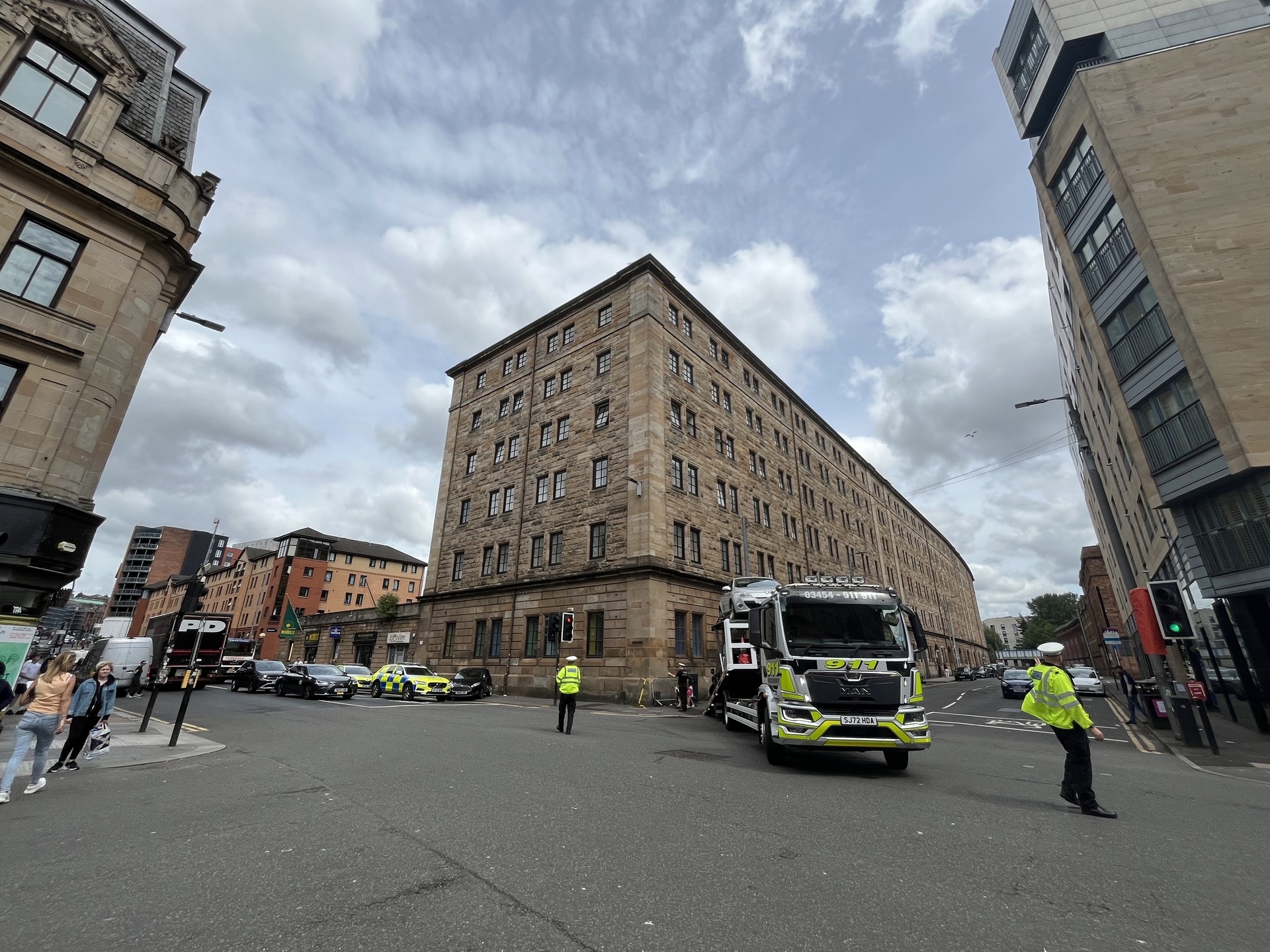 Four people were treated at the scene.