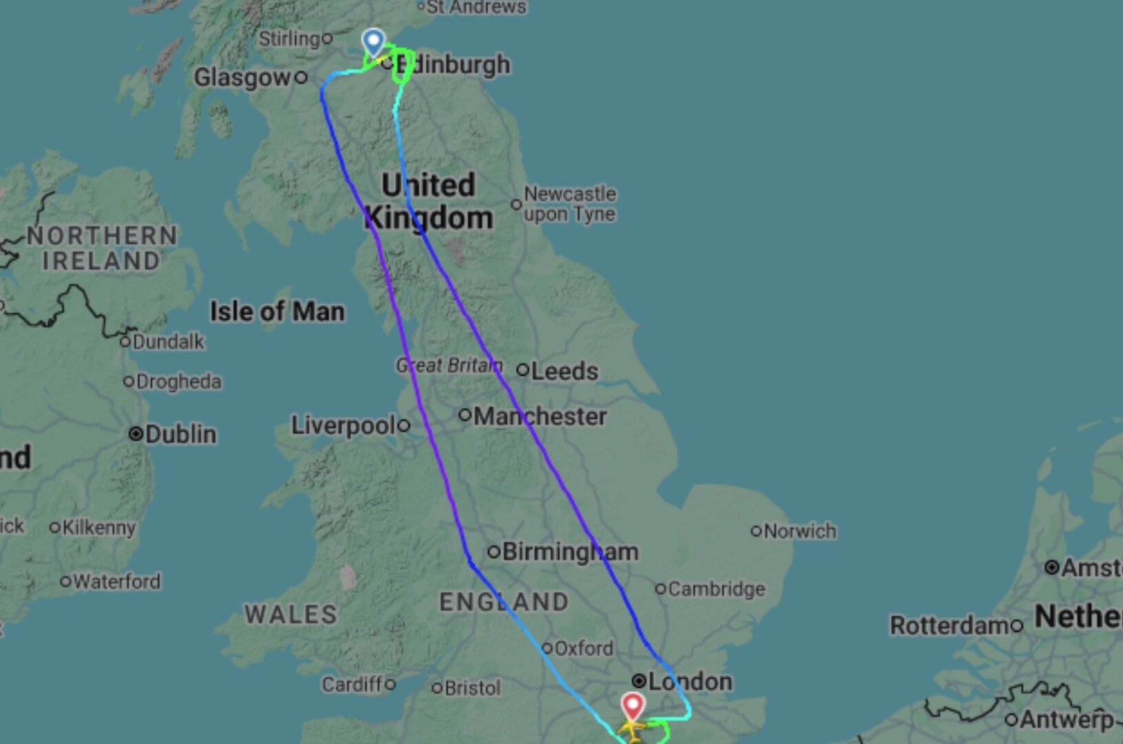 Flight from London to Edinburgh aborts landing twice during Storm Floris.