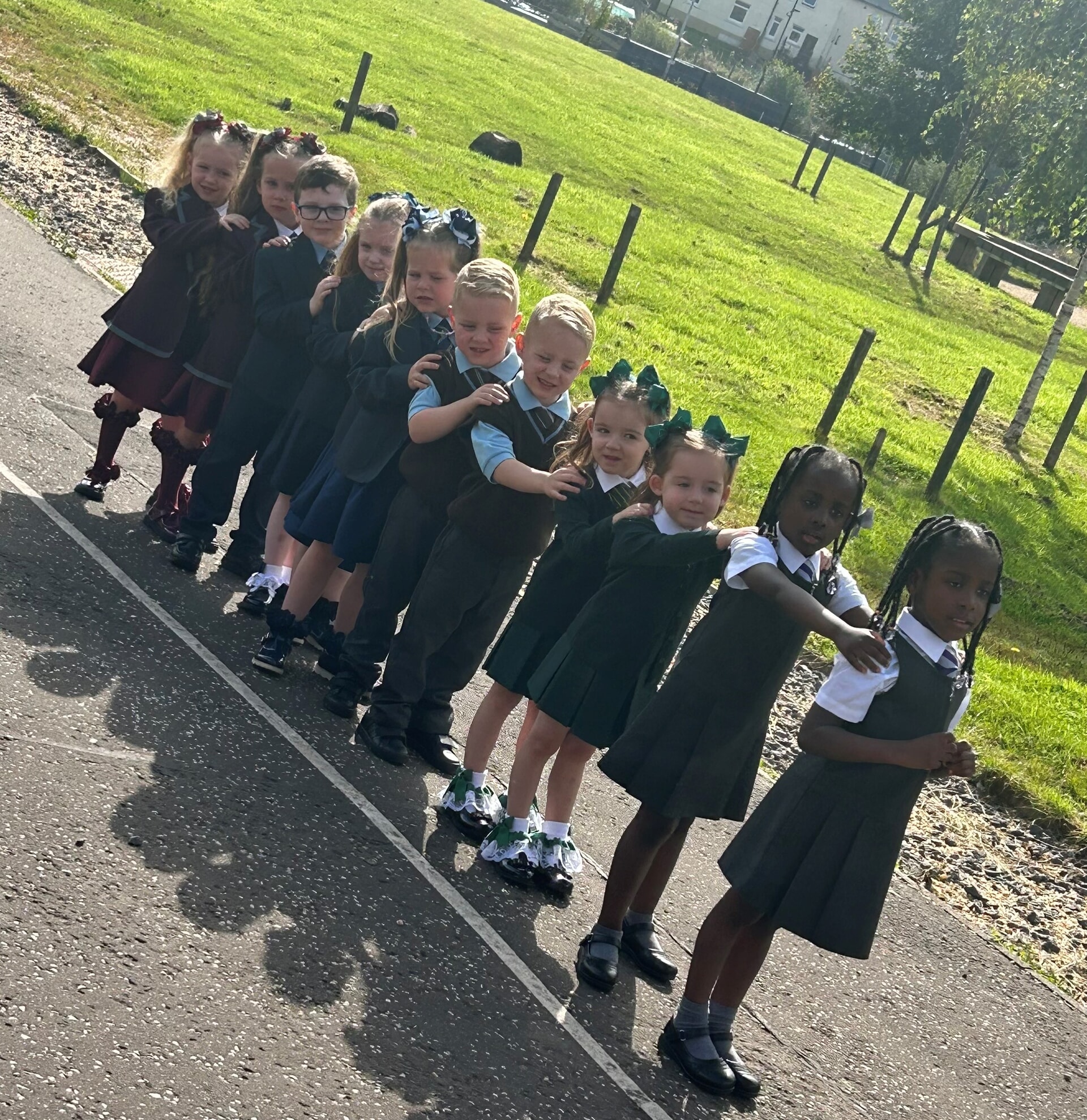 Six of the ten sets of twins gathered at St Ninian’s Primary in Gourock.