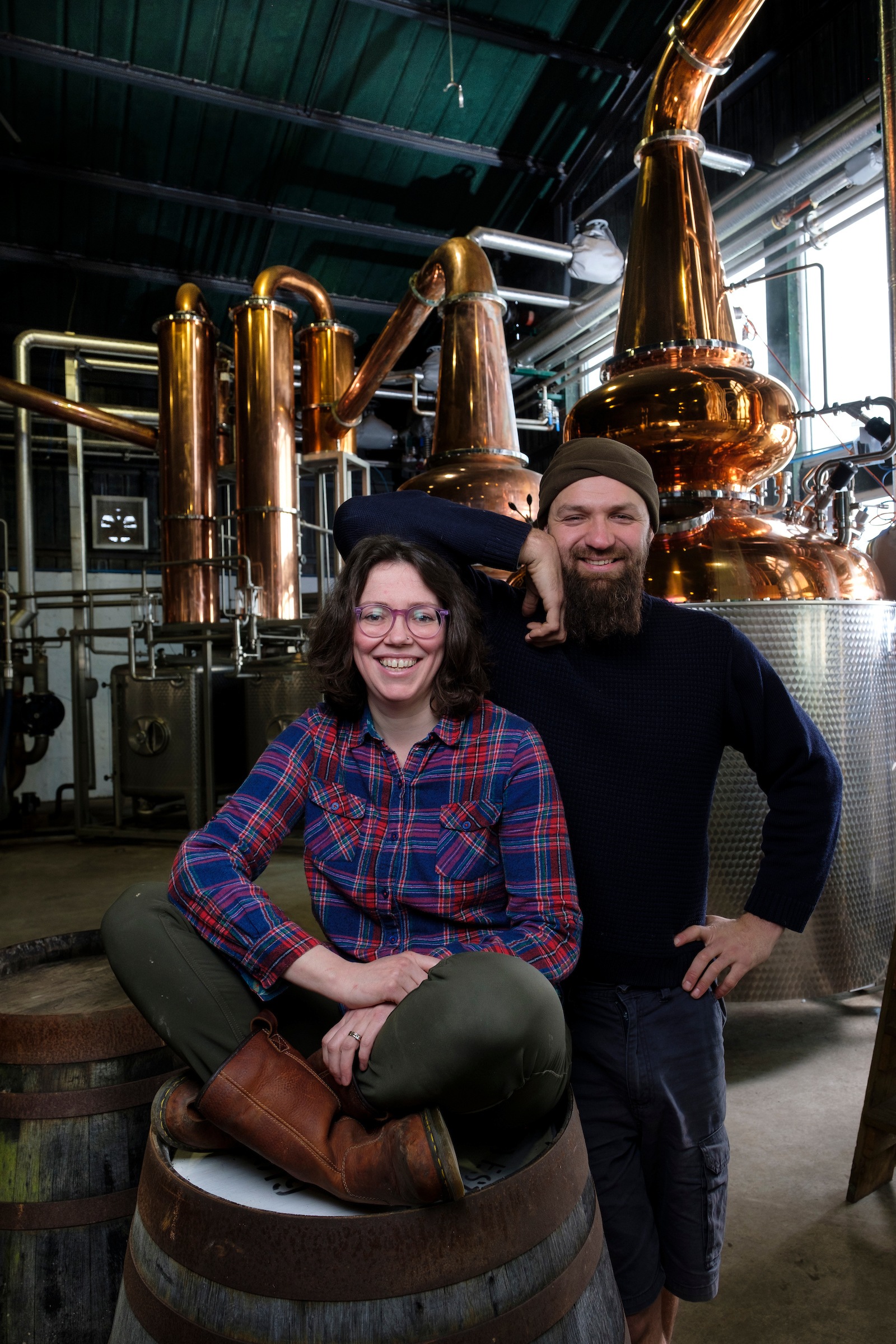 Kirsty Black, master distiller and Christian Perez, production manager at Arbikie Distillery (Scotland Beyond Net Zero/PA Wire).